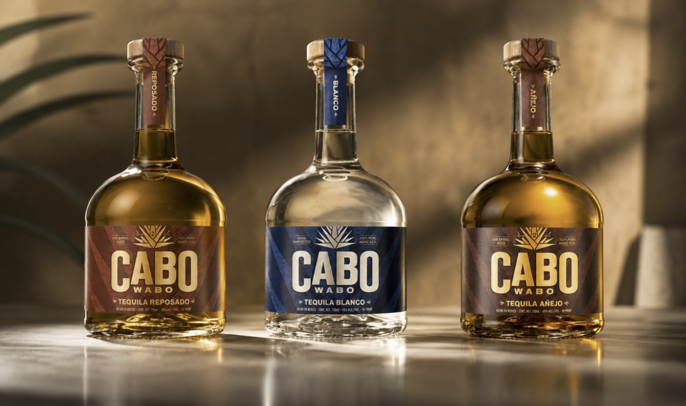 Cabo Wabo Tequila Reposado, Blanco and Añejo bottles